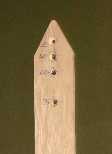 afb.08.3.4 - 14 mijn afschrijfgereedschap: latje met gaten (beeld 1 van 2)