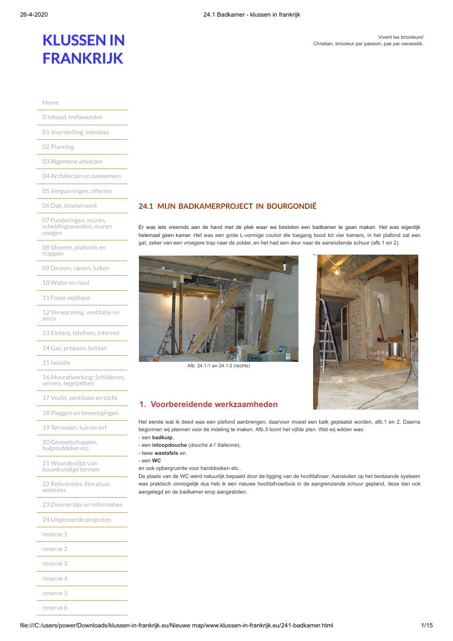 Eerste pagina van Badkamerproject Christian