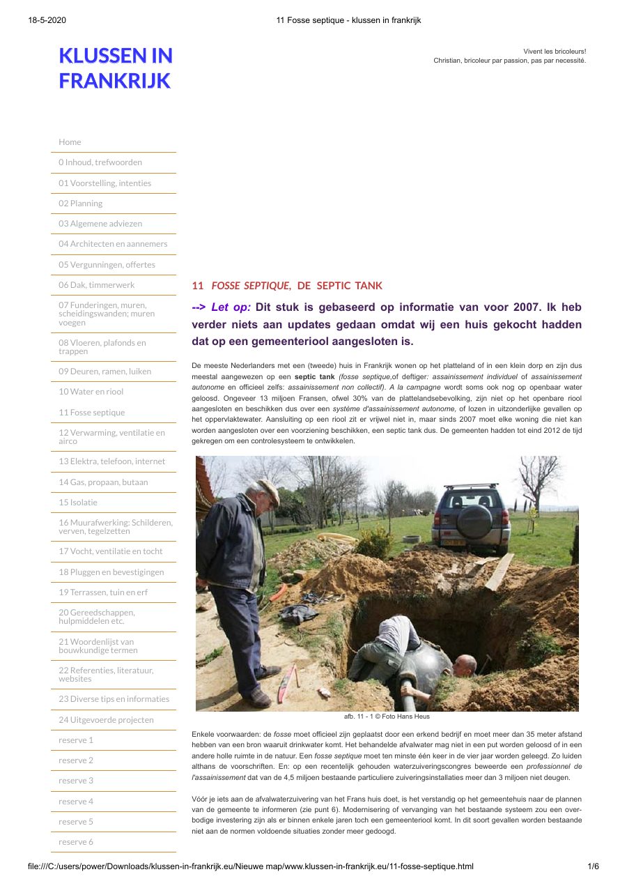 Eerste pagina van De fosse septique