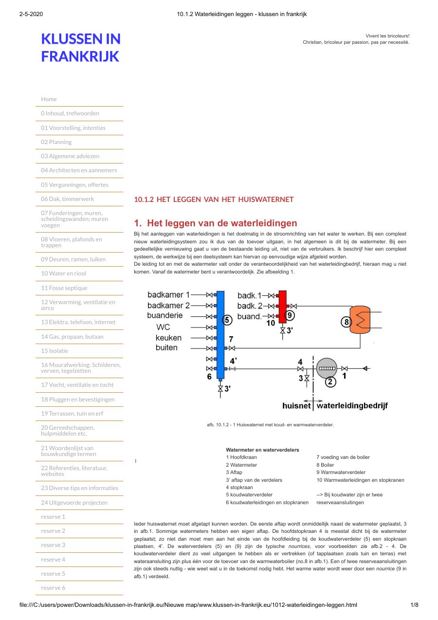 Eerste pagina van Leggen van het huiswaternet