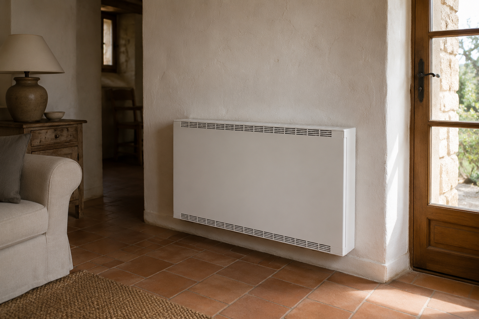 Elektrische accumulatorkachel als vlak wandmodel