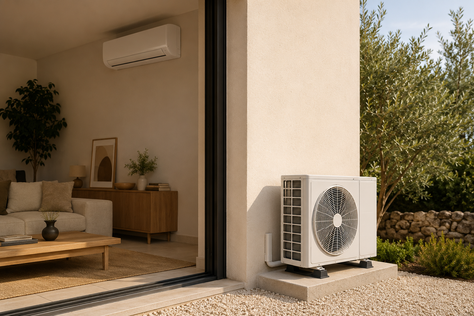 Lucht/lucht-warmtepomp: binnenunit en buitenunit